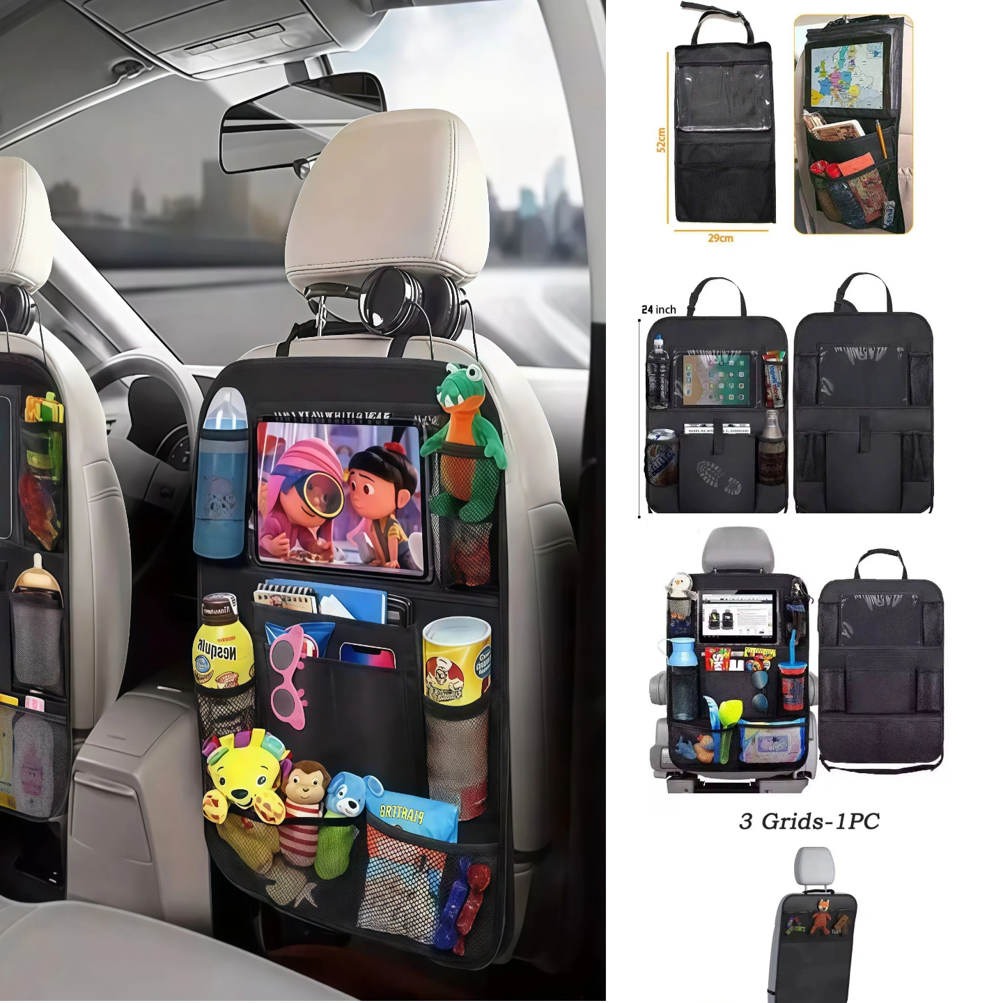Tablet Car Mount - Car Seat Organizer Multifunctional Oxford Fabric
